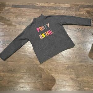 NWT Sz XS Loft Lou & Grey Charcoal Sweater with Colorful 'Party Animal' Design